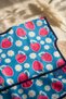 Berry Joy Liquid-Proof Baby Food Bib with Pockets - Blue Strawberry and Daisy Pattern, Stain-Resistant Supplementary Food - 3