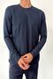 Men's Crew Neck Waffle Textured Sweatshirt Navy Blue - 27K 5851-1 - 2