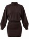 High Collar Modal Fabric Draped Short Dress - 2