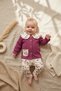 Baby Girl Fuchsia Floral Detailed Baby Collar Buttoned Cardigan and Ribbed Leggings Two-Piece Set - 100% Cotton Yum - 3