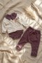 Flora Soft Touch Baby Girl 3-Piece Set - Jacquard Cardigan, Baby Collar Floral Embroidered Bodysuit and Trousers Combination - 6