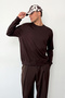 Men's Crew Neck Basic Modal Fabric Sweatshirt Brown - 27K 5905 - 4