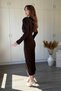 Padded V-Neck Slit Midi Dress with Waist Accessories - 5