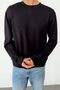 Men's Crew Neck Basic Modal Fabric Sweatshirt Black - 27K 5905 - 2