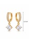 Tetra Square Zircon Stone Dangle Hoop Steel Xuping Earrings - 4