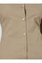 Beige Long Sleeve Fitted Shirt with Back Lace-Up Detail - 5