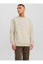 Beige JJEBRADLEY Solid Pullover Crew Neck Sweatshirt