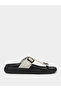Off White Buckle-Up Comfort Thong Sandals