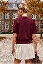 Burgundy Round Neck Front Decorative Buttoned Non-Opening Stitched Double-Looking Single Product Knitwear Sweater 58 60 - 7