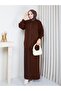 Women's Jacket Skirt Brown Knitwear Two-Piece Set Standard Size - 2