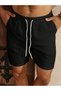 Black Solid Knee-Length Casual Shorts - 3