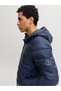Navy Blue JJEKINGSLEY Hooded Puffer Jacket with Zip Closure - 6