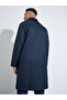 Navy Blue Solid Regular Fit Button-Up Trench Coat - 5