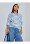 Blue Striped Pocket Details Long Sleeves Shirt