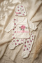 Baby Girl Rose Patterned 3-Piece Set - 100% Cotton Lace Detailed Double-Breasted Bodysuit, Booties and Hat - 4