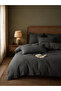 4-Piece Polyester Quilt Cover Comforter Set - Charcoal, 180X220Cm - 4