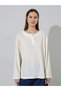 Cream Waffle Knit Oversized T-Shirt - 3
