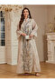Beige Maxi Jalabiya with Shimmering Rhinestone Embellishment - 3