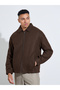 Brown Solid Minimal Zip-Up Jacket - 4