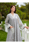 Grey Maxi Jalabiya with Geometric Print and Tassels - 6