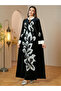 Black Maxi Jalabiya with Embroidered Floral Design