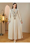 Beige Maxi Jalabiya with Intricate Embroidery for Women - 3