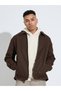 Brown Solid Minimal Zip-Up Jacket - 3