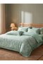 4-Piece Blue Jacquard Polyester Comforter Set - 4