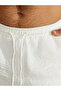 White Solid Short Casual Drawstring Waist Shorts - 4