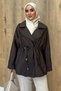 Drawstring Lined Bitter Brown Short Trench Coat - 2