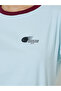 Blue Cotton Regular Fit T-Shirt with Taping Stripe - 4