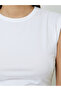White Solid Round Neck Fitted Tank - 3