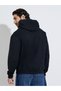 Men Black Minimal Chest Print Relaxed Fit Hoodie - 5