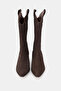 Women's Brown Suede Genuine Natural Leather Short Heel Western Boots & Booties - 5