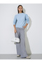 Light Blue Solid Puff Sleeve Knit Top - 2