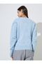 Light Blue Solid Puff Sleeve Knit Top - 5