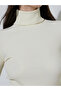 Off White Solid Turtle Neck Long Sleeves Regular Fit Sweater - 3