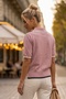 Pastel Pink Polo Collar Short Sleeve Half Placket Buttoned Dog Appliqué Long Back Knitwear Sweater 58 60 - 8