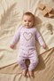 Baby Girl 100% Cotton Heart Lilac Patterned 2-Piece Set - Long Sleeve Bodysuit and Stretchy Pants Set