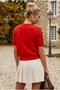 Red Round Neck Front Decorative Buttoned Non-Opening Stitched Double-Looking Single Product Knitwear Sweater 58 60 - 7