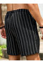Black Striped Drawstring Waist Shorts - 2