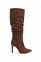 Zri̇nxx-2003 premium coffee suede bellows thin heeled daily women's boot 11 cm - 2