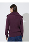 Purple Ribbed Knit Top with Quarter-Zip - 5
