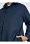 Navy Blue Solid Regular Fit Button-Up Trench Coat - 4