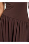 Brown Maxi Dress with Short Sleeves - 4