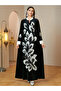 Black Maxi Jalabiya with Embroidered Floral Design - 4