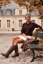 Dark Brown Polo Collar Cuffed Sleeves Decorative Buttoned Front Non-Opening Stitched Knitwear Sweater 60 60 - 5