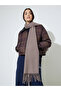 Brown Solid Fringed Classic Scarf - 2