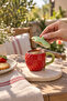 380 ml Strawberry Design Porcelain Mug with Lid – Decorative Coffee and Tea Cup with Green Handle - 2