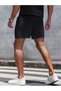 Black Solid Knee-Length Drawstring Waist Casual Shorts - 2